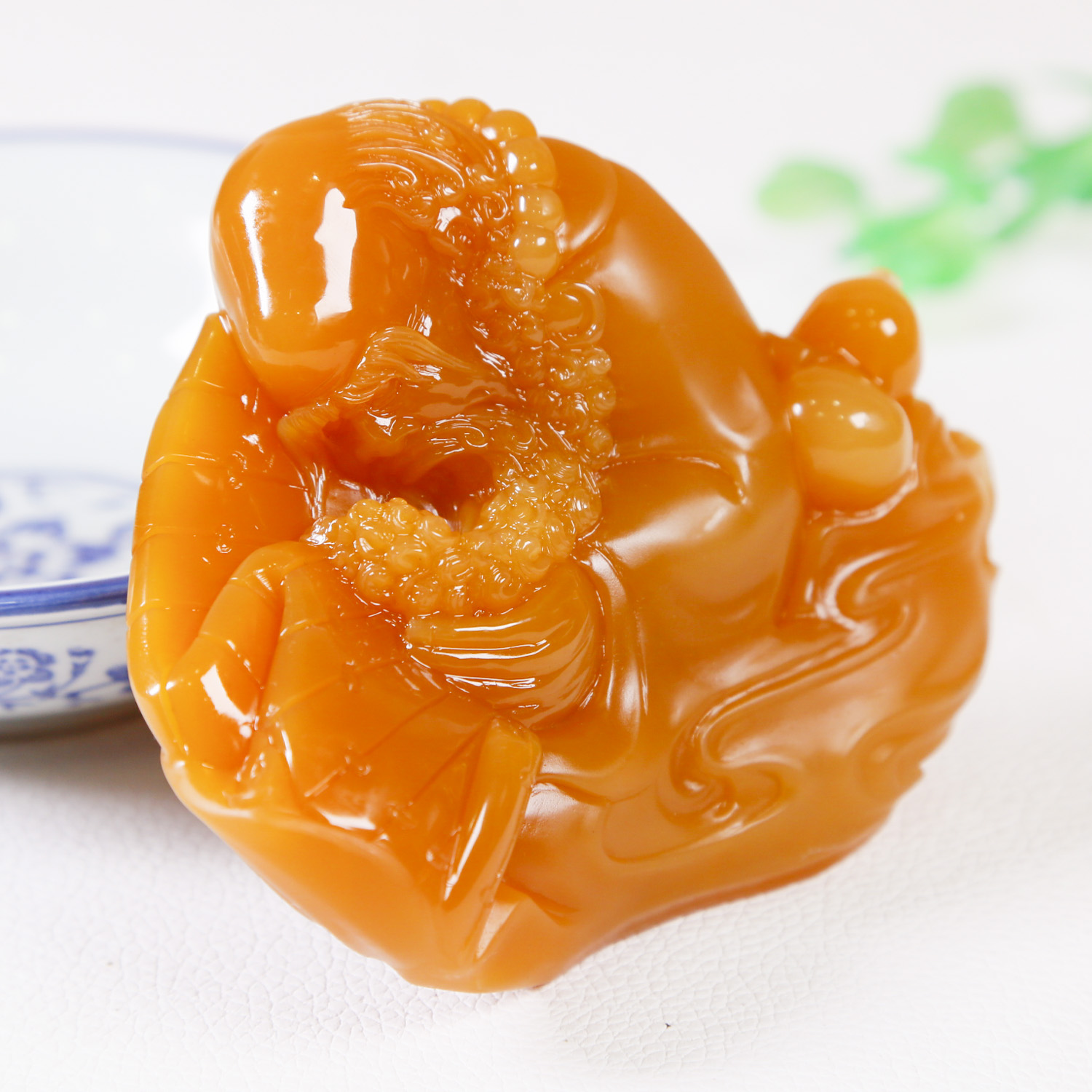 246.33g 精品鸡油黄达摩悟道把件/摆件 黄龙玉 jfw2-15a24040