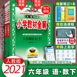 2021版小学教材全解六年级语文数学下册人教版6年级语文数学下RJ课本同步解读辅导资料书薛金星同步讲解练习册