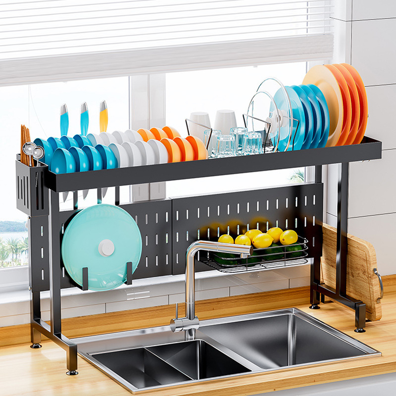 可伸缩厨房水槽置物架多功能碗盘收纳