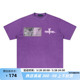 FUTUREOFX 23SS紫色分割贴布绣logo宽松重磅短袖T恤无性别上衣
