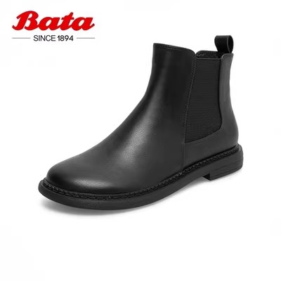 bata2023切尔西靴女新款靴子女英伦风真皮马丁靴女短靴80911DD0ZS