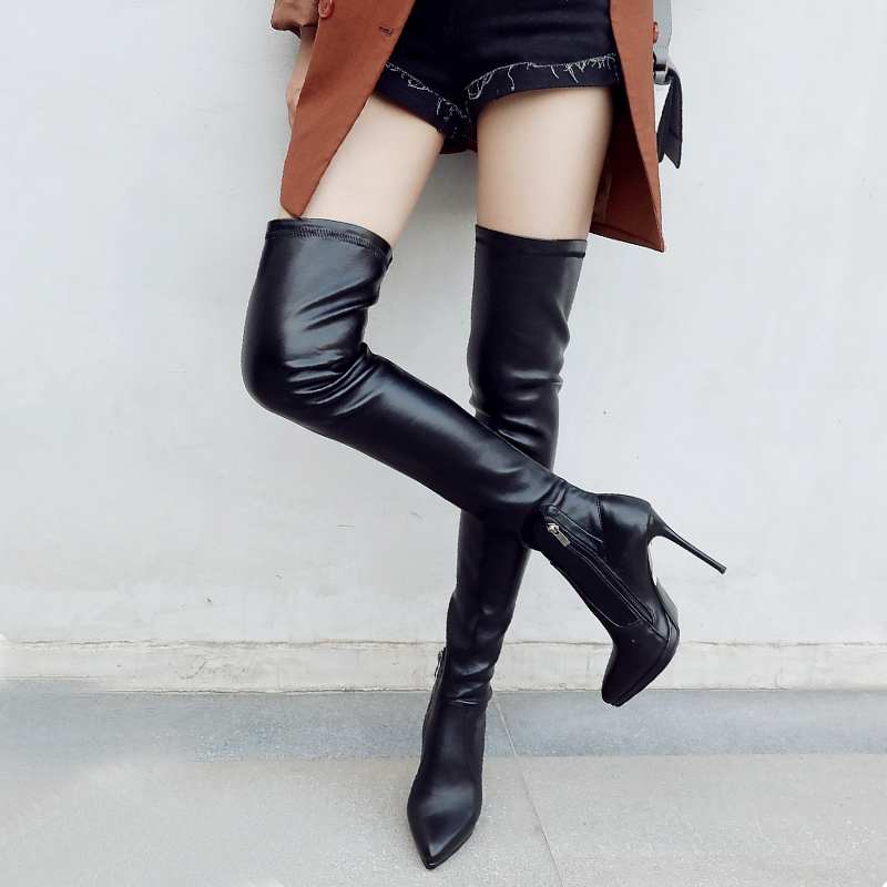 70cm超长大腿靴尖头细跟性感高跟防水台显瘦弹力秋冬过膝靴女长靴