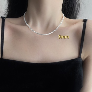 「巴黎」法式施家珍珠项链女925纯银颈链锁骨链可叠戴高级感气质