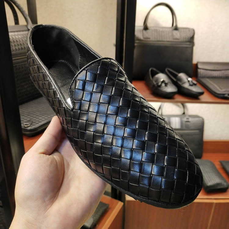 2020正品bv男鞋青年手工编织皮鞋豆豆鞋真皮编制懒人套脚驾车鞋男