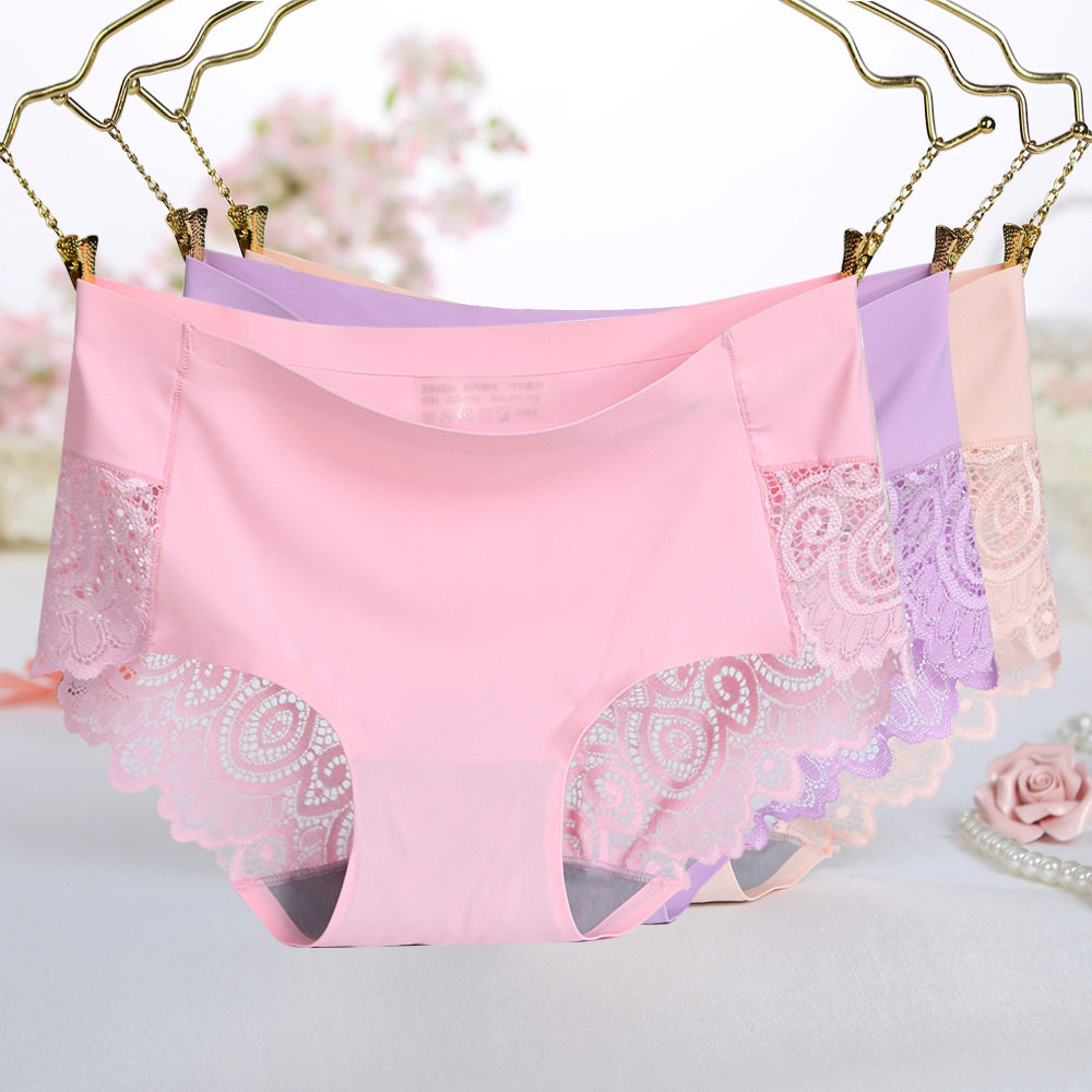 特价新款维多利亚蕾丝冰丝内裤一片式无缝蕾丝无痕无痕女士内裤 - 妮