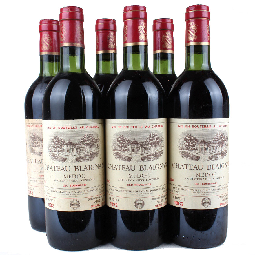 6瓶1982年碧朗城堡干红葡萄酒chateau blaignan