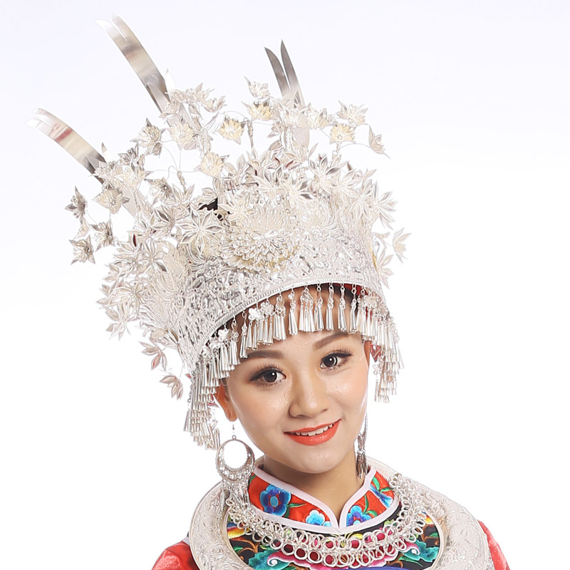 妈汝苗族银饰,苗族配饰,苗族头冠,苗族大鸟头冠.