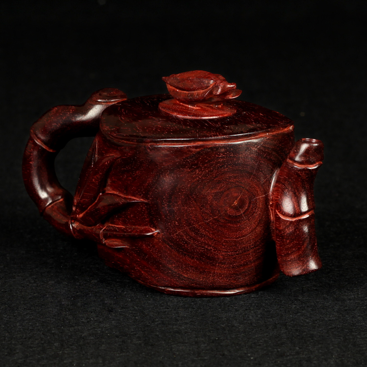 精品小叶紫檀老料 蝉鸣茶壶 雕工精湛 造型独特
