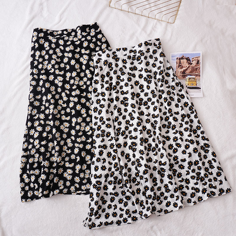 2020 summer new pattern Daisy Broken flowers skirt Paige Mid length version A word skirt Show thin Chiffon skirtin the Women's clothing/Boutique , Skirts category - from Buy2taobao.com to provide professional Taobao agent buy service