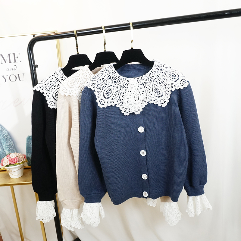 Sweaters women 2018 Autumn and winter new pattern Korean Edition Easy Lace Doll collar Single breasted sweater Cardigan Short coatin the Women's clothing/Boutique , Sweaters category - from Buy2taobao.com to provide professional Taobao agent buy service