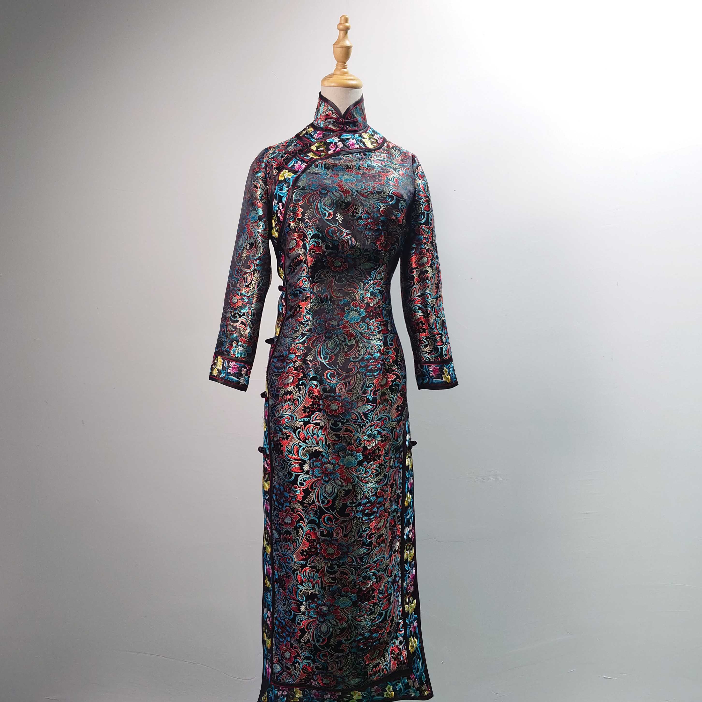 依莱娜1125原创京派纯手工开襟旗袍 斑斓之锦