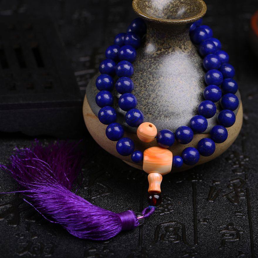 9克 9.5mm 老料帝王青 青金石42颗佛珠手链