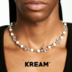 KREAM 满钻十字贝珠项链男嘻哈女同款欧美潮流锁骨链 necklace