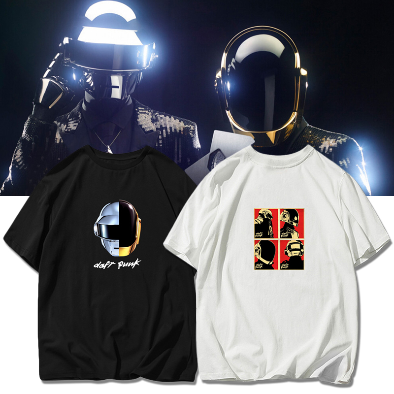 daft punk乐队蠢朋克纯棉t恤摇滚周边starboy演唱会大码短袖T恤衫