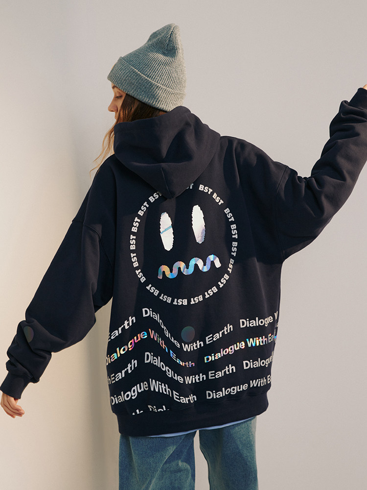 beaster小恶魔鬼脸卫衣反光个性潮流时尚休闲全棉加绒保暖连帽衫