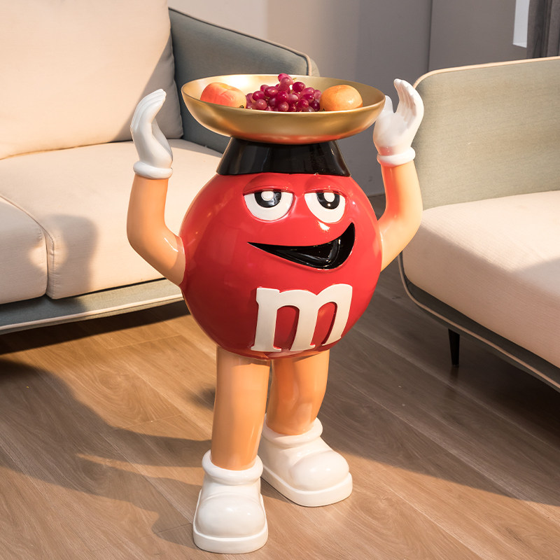 创意卡通m豆摆件客厅家居装饰品轻奢大型落地托盘电视柜沙发旁边