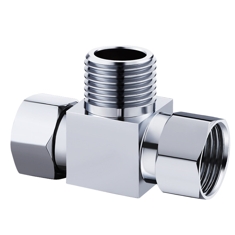 全铜活接三通一进二出四分内外丝牙转接口水管热水器分水阀转接头