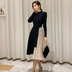 Medium length knitting skirt sweater dress