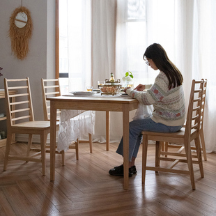 掬涵白蜡木实木餐桌椅家用现代简约餐厅椅靠背椅客厅书房椅子北欧