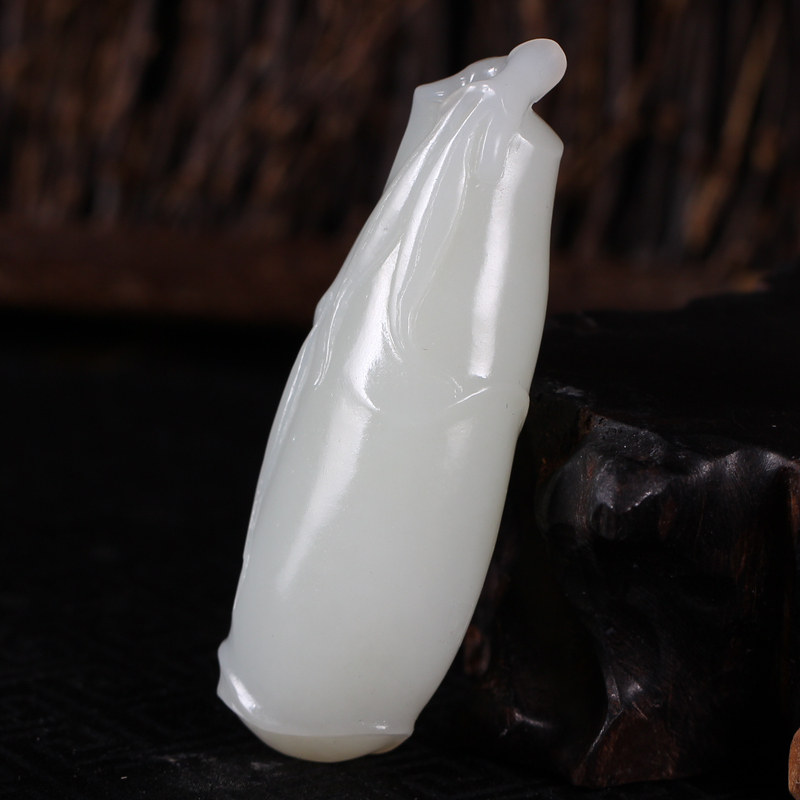 省级玉雕大师苏建云作品 和田玉 羊脂玉 竹节 56.234克