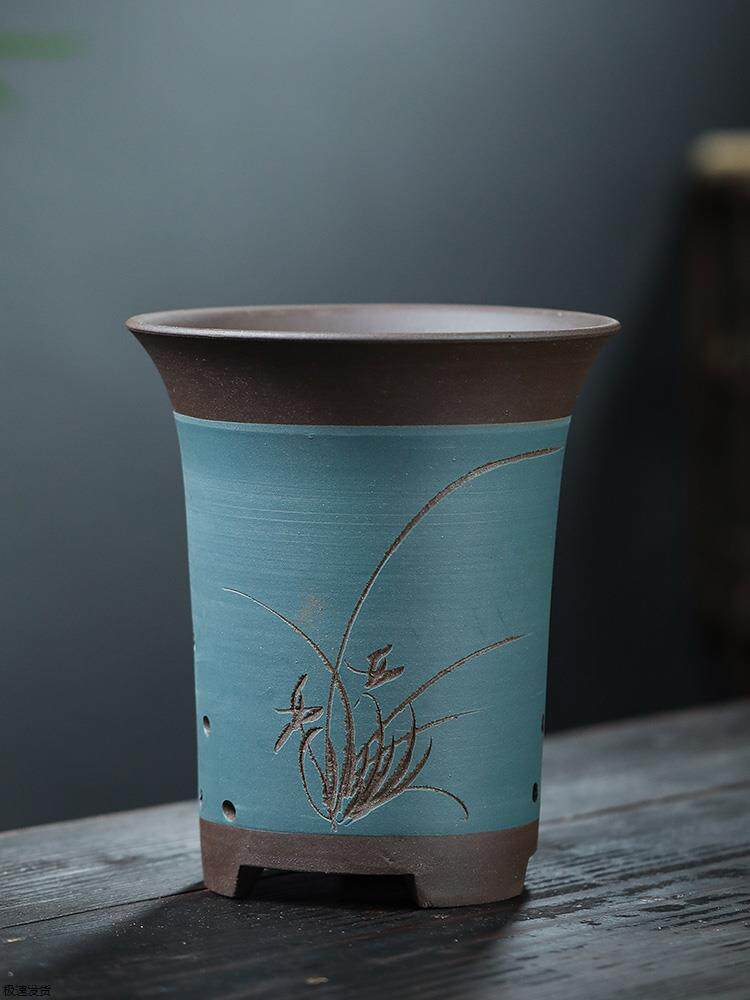 兰花盆栽大盆宜兴紫砂大口径盆陶瓷君子兰多肉植物兰花专用盆古典