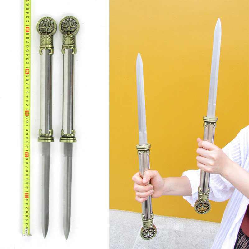 双刃刀短剑双刀一体短刀棍中刀剑刀棍一体双剑长款双头刀剑未开刃