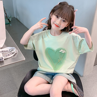 女童t恤夏装2024新款韩版洋气儿童短袖夏季小女孩半袖体恤上衣潮