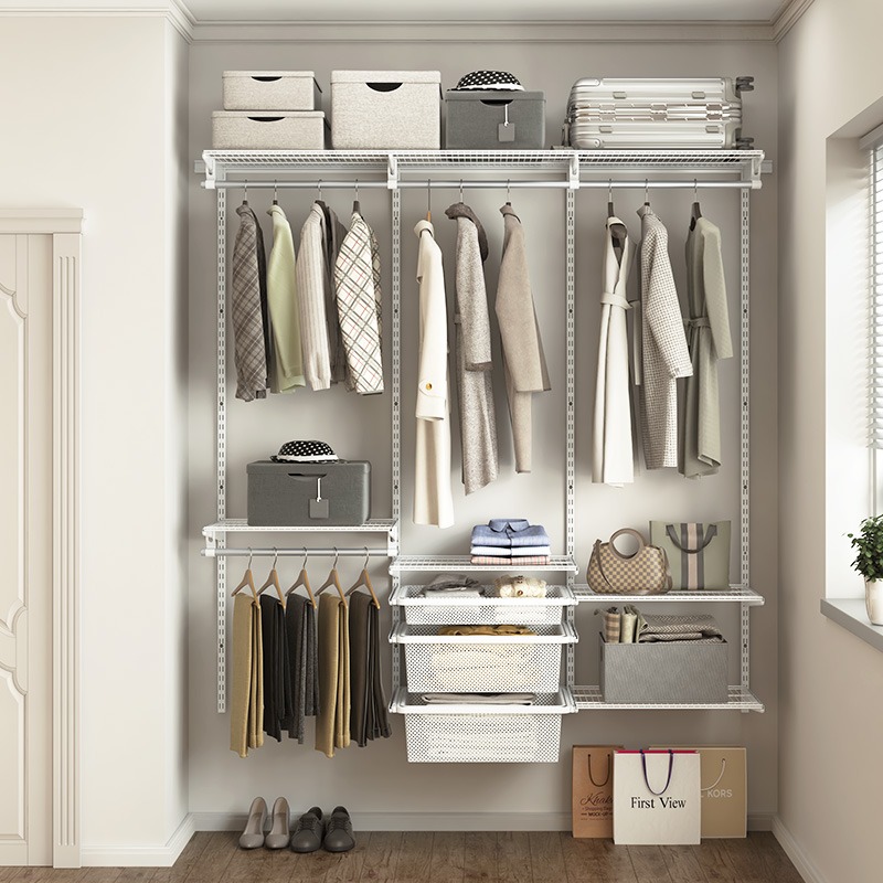 8米金属砌墙衣柜开放式衣帽间卧室定制钢架结构简易衣橱