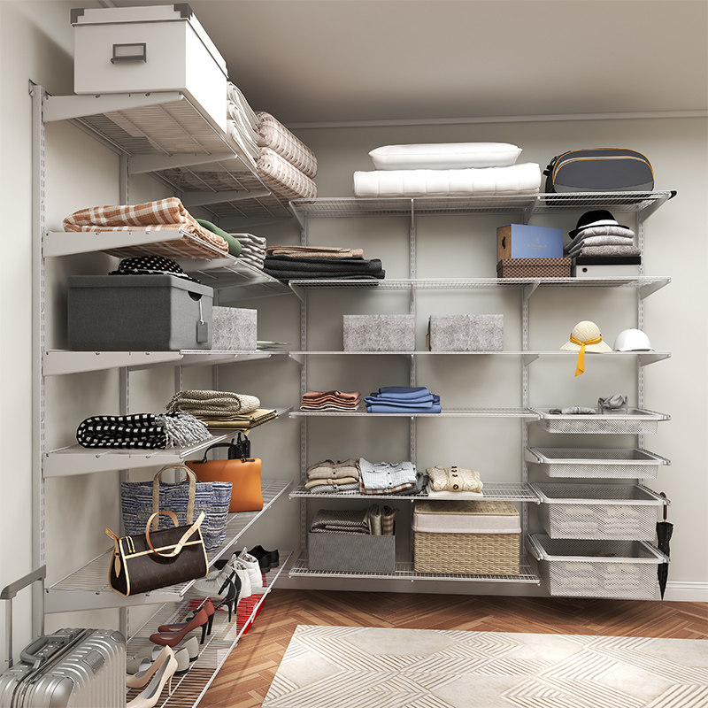 惠普登储物间金属衣柜墙面一体金属架步入式衣帽间家居定制置物架