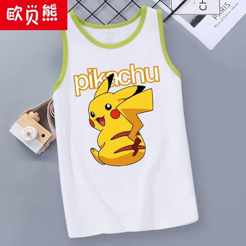 欧贝熊高品质男童背心纯棉21年夏季新款皮卡丘中大背心吊带
