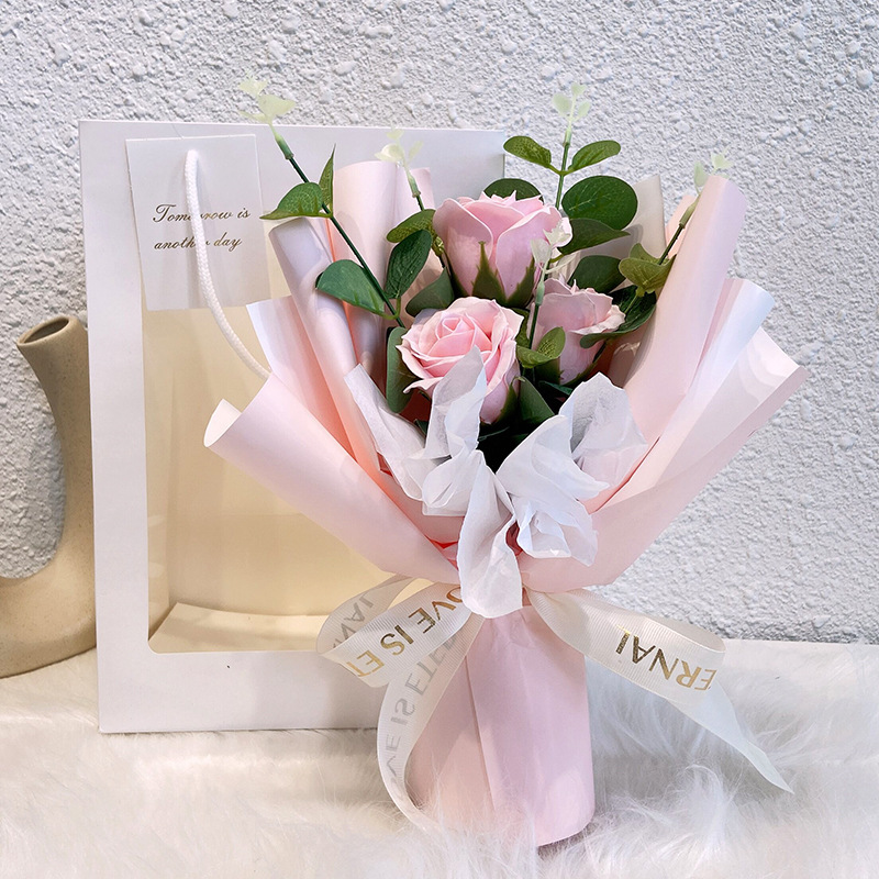 3朵香皂花玫瑰花束生日母亲节送妈妈女友闺蜜玫瑰花礼盒教师礼品