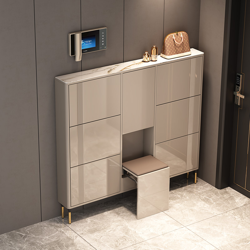 2021新款爆款17cm轻奢超薄鞋柜家用门口可坐式入户翻斗鞋柜玄关柜