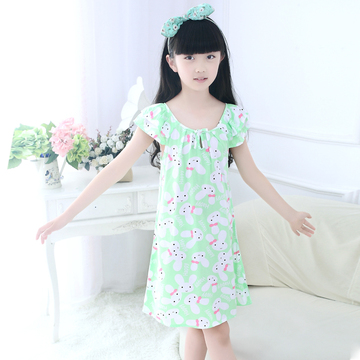 女童睡裙连体棉绸短袖儿童睡衣夏季公主绵绸家居服宝宝连衣裙薄款 女童睡裙连体棉绸短袖儿童睡衣夏季公主绵绸家居服宝宝连衣裙薄款