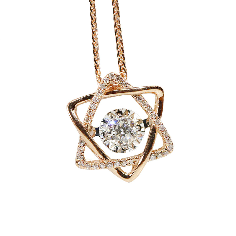 gic证书0.20克拉 h色 si净度 18k黄 钻石吊坠 不含链