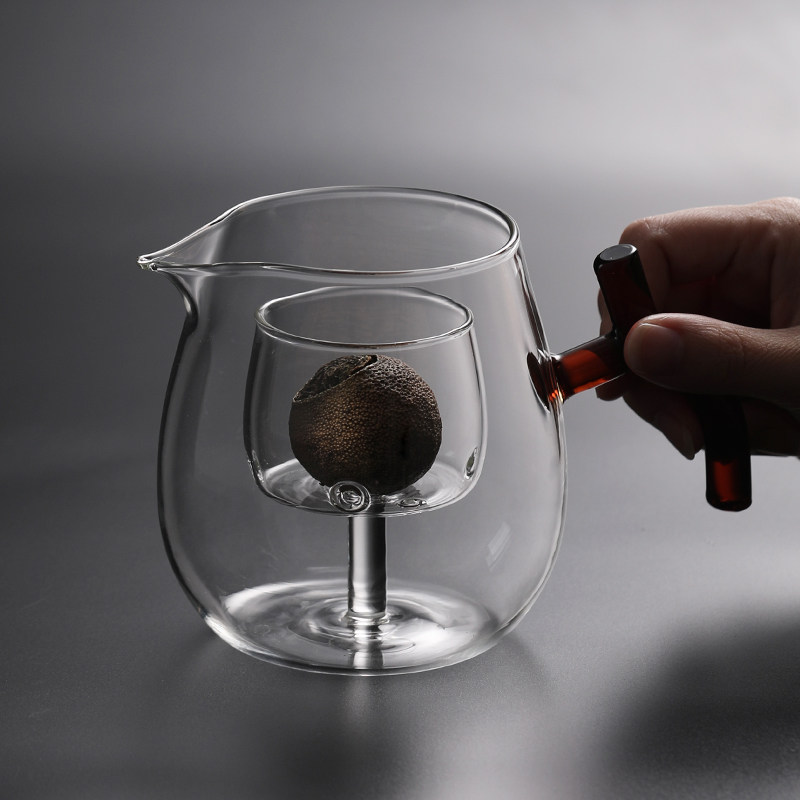 茶水分离公道杯茶滤一体玻璃茶漏泡茶大号公杯大容量500ml分茶器