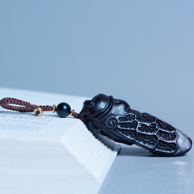 黑檀木雕一鸣惊人知了车钥匙扣挂饰木质蝉礼品挂件手把件生日礼物