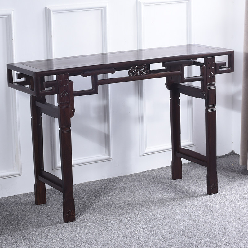 (今日5折)红木家具条案神台新中式古典仿古供桌实木平头案非洲黑檀木