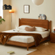 北欧复古实木床简约日式小户型主卧1.5m原木软包床1.8m卧室双人床