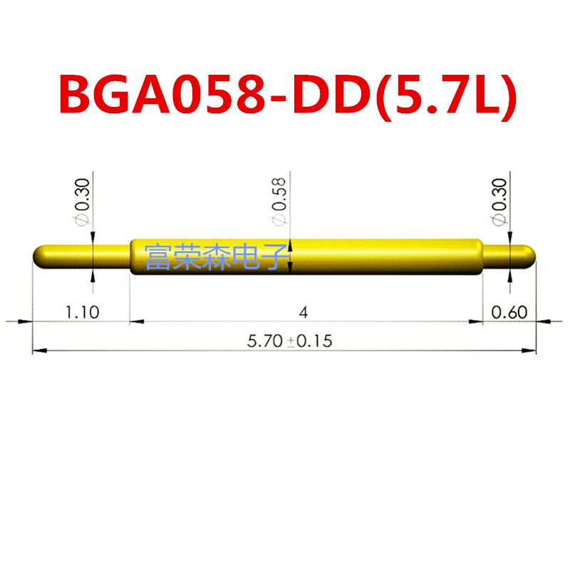 双头针BGA双头探针测试探针弹簧顶针两头圆头BGA058-DD(5.7L)