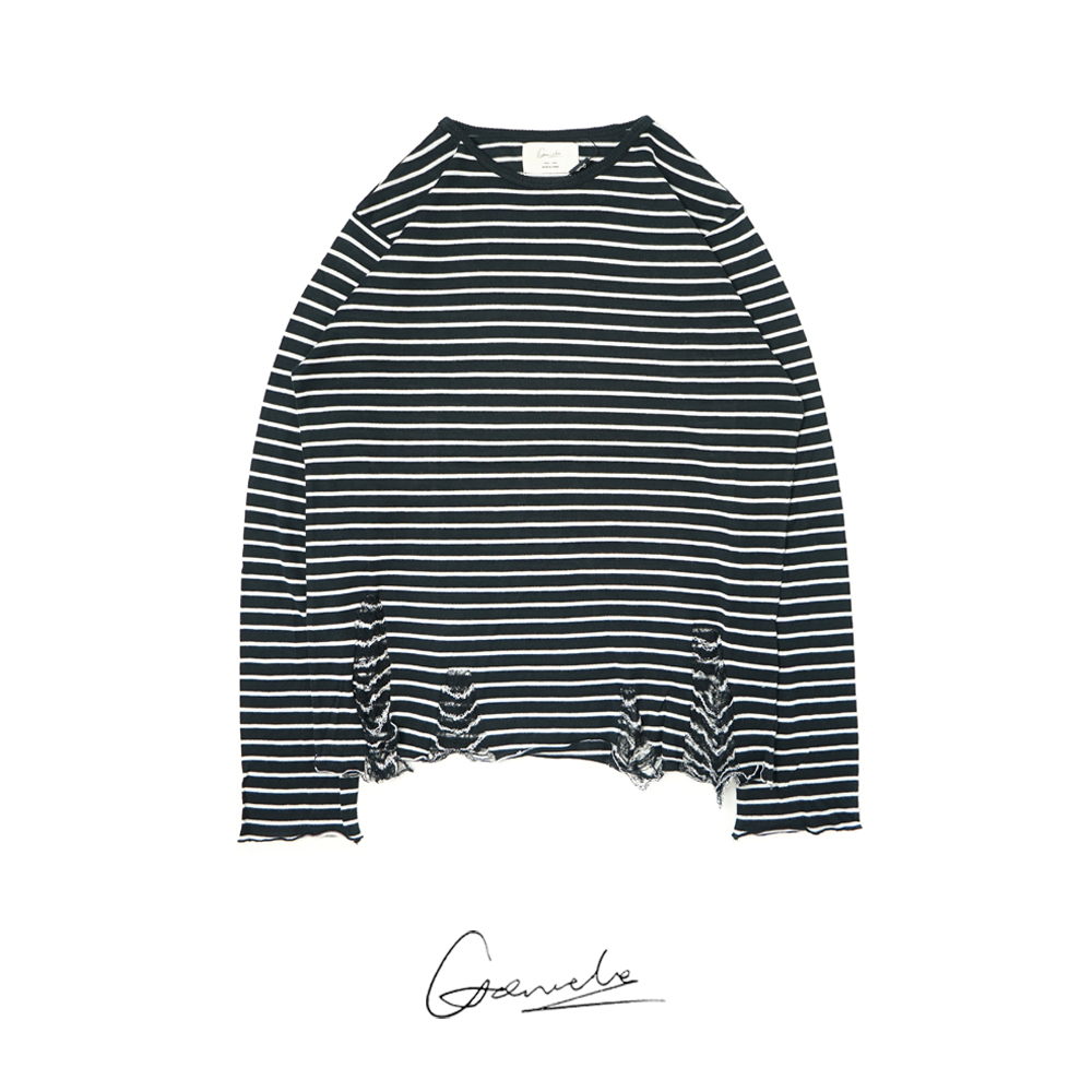 GREMADE Four-color HANDMADE manual Pull required stripe Solid Damage Primer Long sleevein the Men's clothing, T-shirt category - from Buy2taobao.com to provide professional Taobao agent buy service