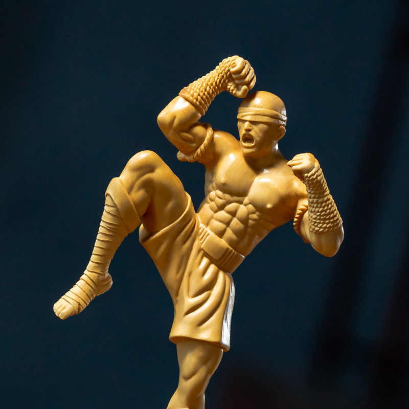 黄杨木雕人物实木雕刻至高之拳瞎子盲僧李青武术打拳动漫手办摆件