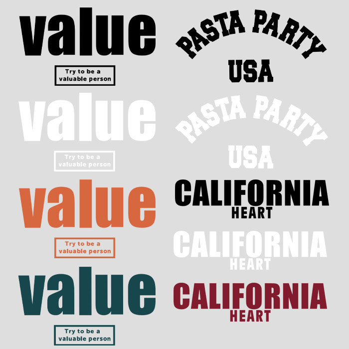 柯式简约时尚ins字母图案印花热转印衣服贴diy可熨烫服装胶印烫画