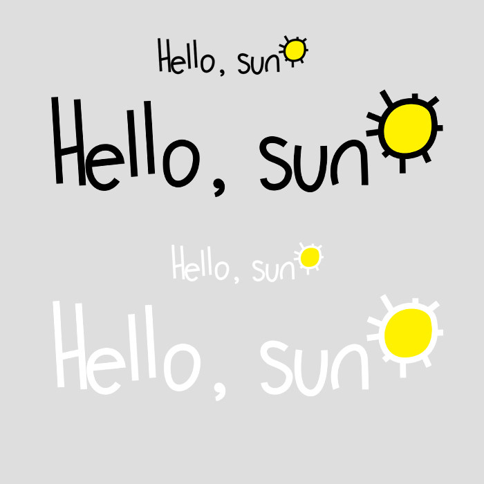 pet胶片热转印简约字母hello sun太阳图案衣服印花贴t恤胶印烫画