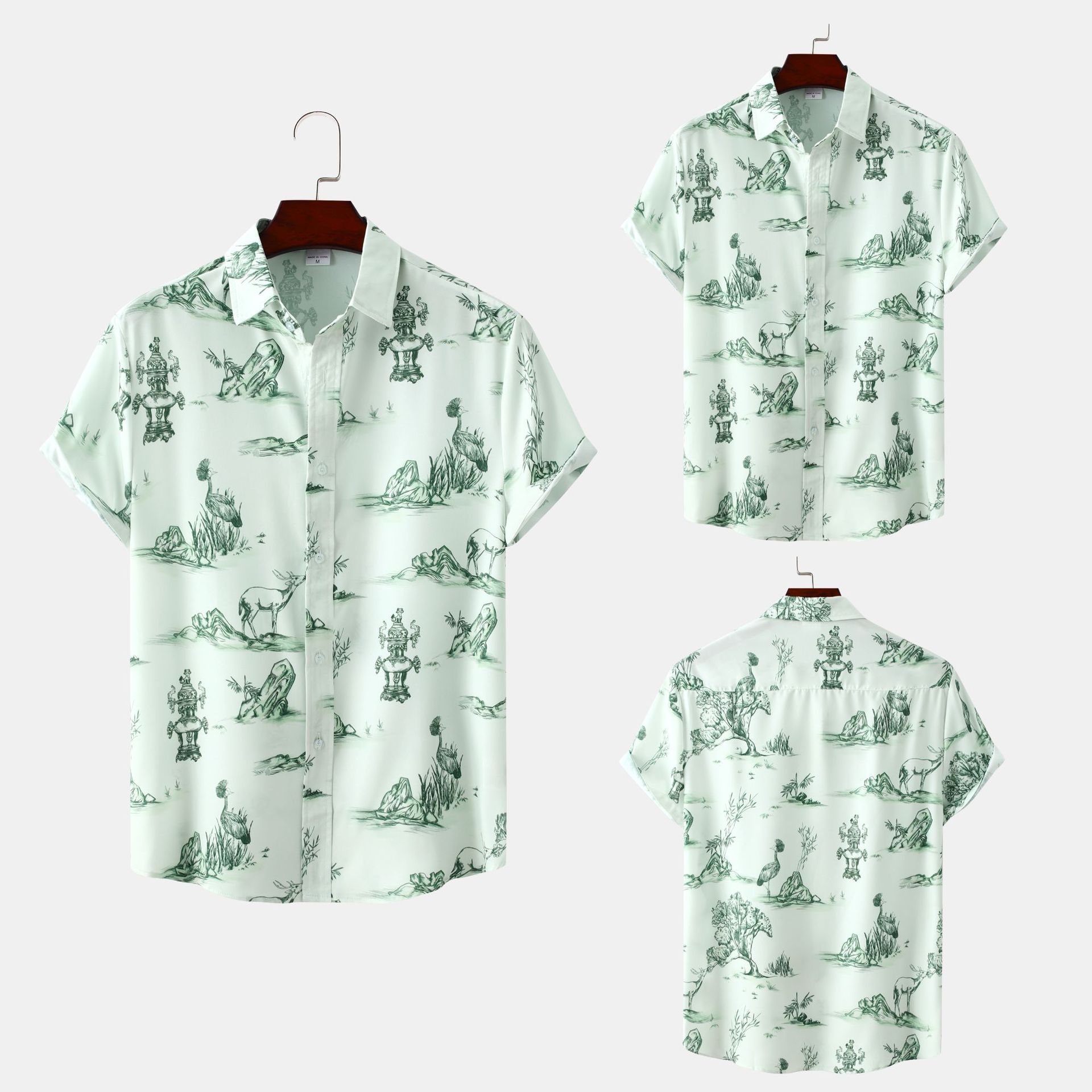 Simple and loose short sleeve floral shirt夏简约短袖碎花衬衫