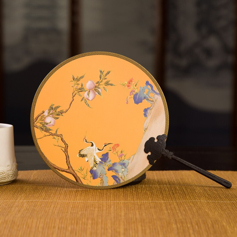 故宫博物院旗舰文创芝鹤延龄宫廷御扇艺术团扇中式古风扇子女生日