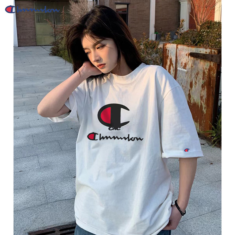 日版正品卖萌冠军夏季短袖女纯棉t恤logo宽松运动情侣上衣男潮流