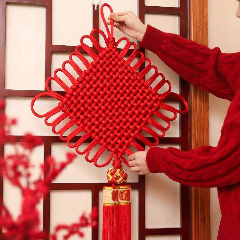 虎年纯红色中国结入户玄关客厅过年装饰挂件2022年大码双流苏