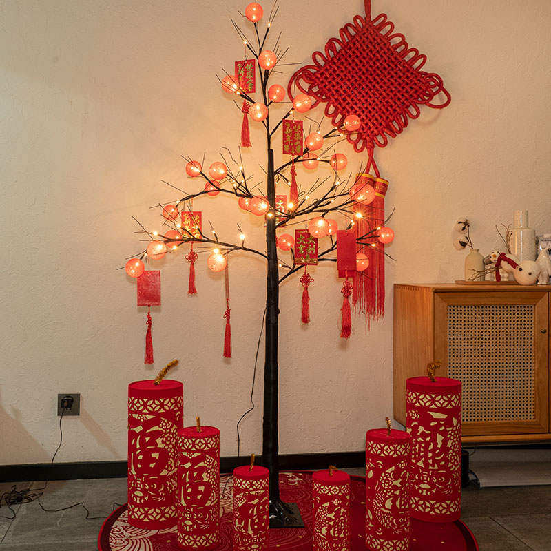 跨年装饰商场美陈灯光红包树灯新年元旦店里氛围布置摆件喜庆场景