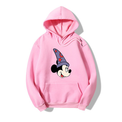 外贸抓绒连帽卫衣女卡通米奇印花长袖卫衣宽松亚马逊跨境爆款