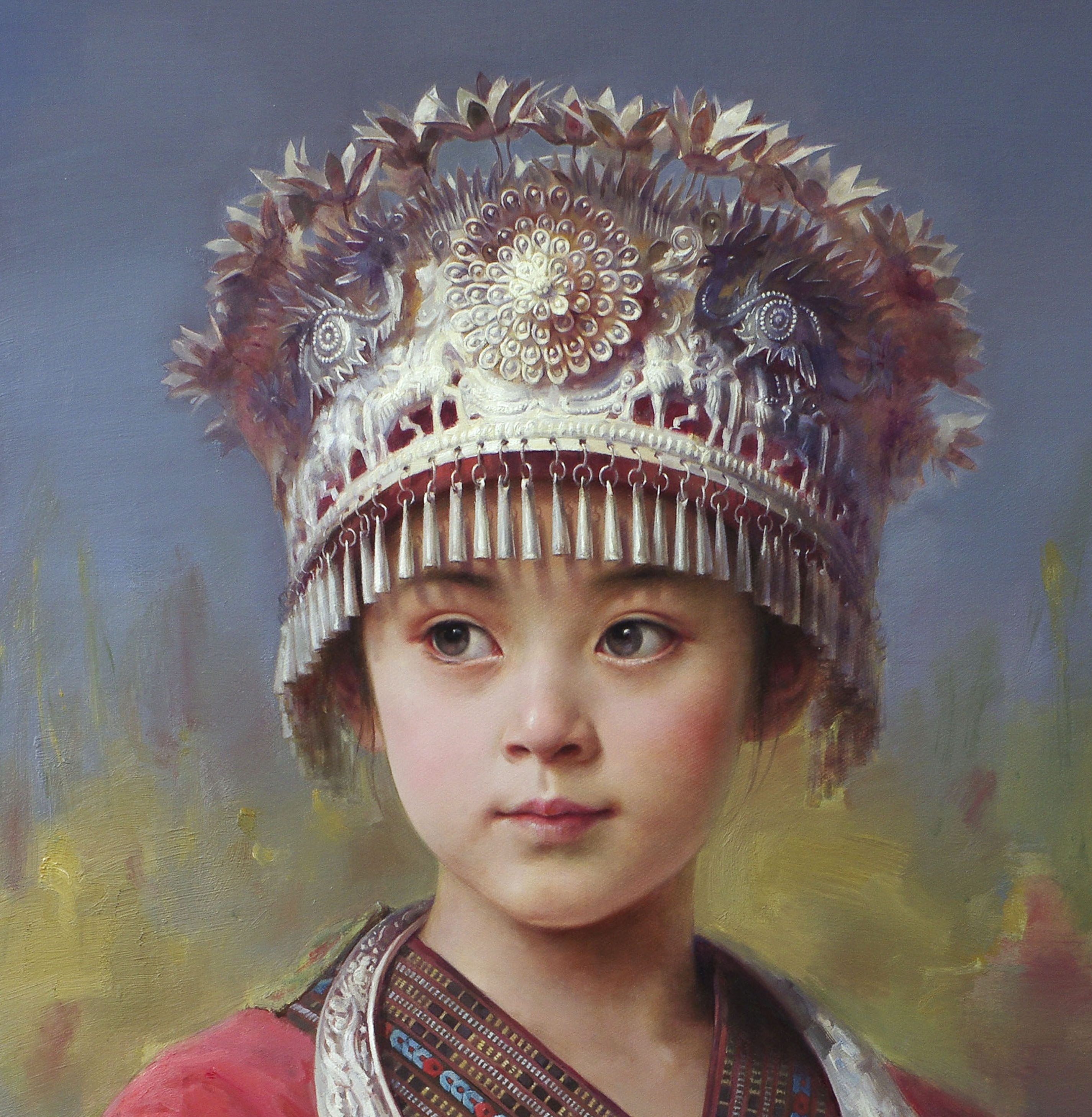 陈永明《抱羊的苗娃4》n/50 限量签名版画